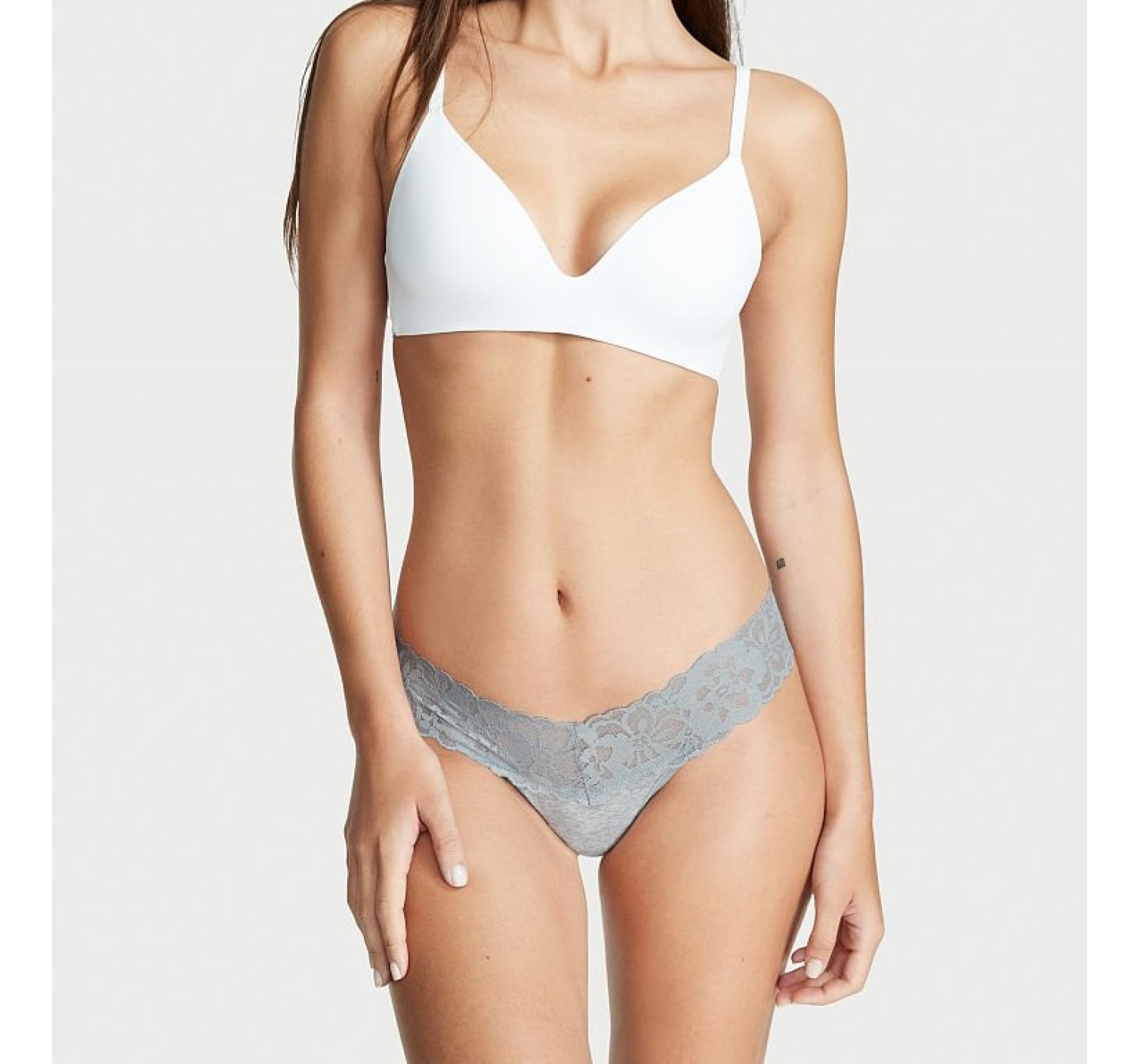 Трусики Lace Waist Grey Cotton Thong panty
