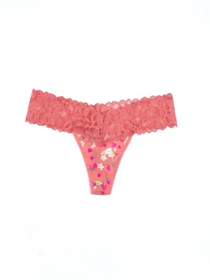 Трусики CoraL Lace Waist Thong panty Strawberry