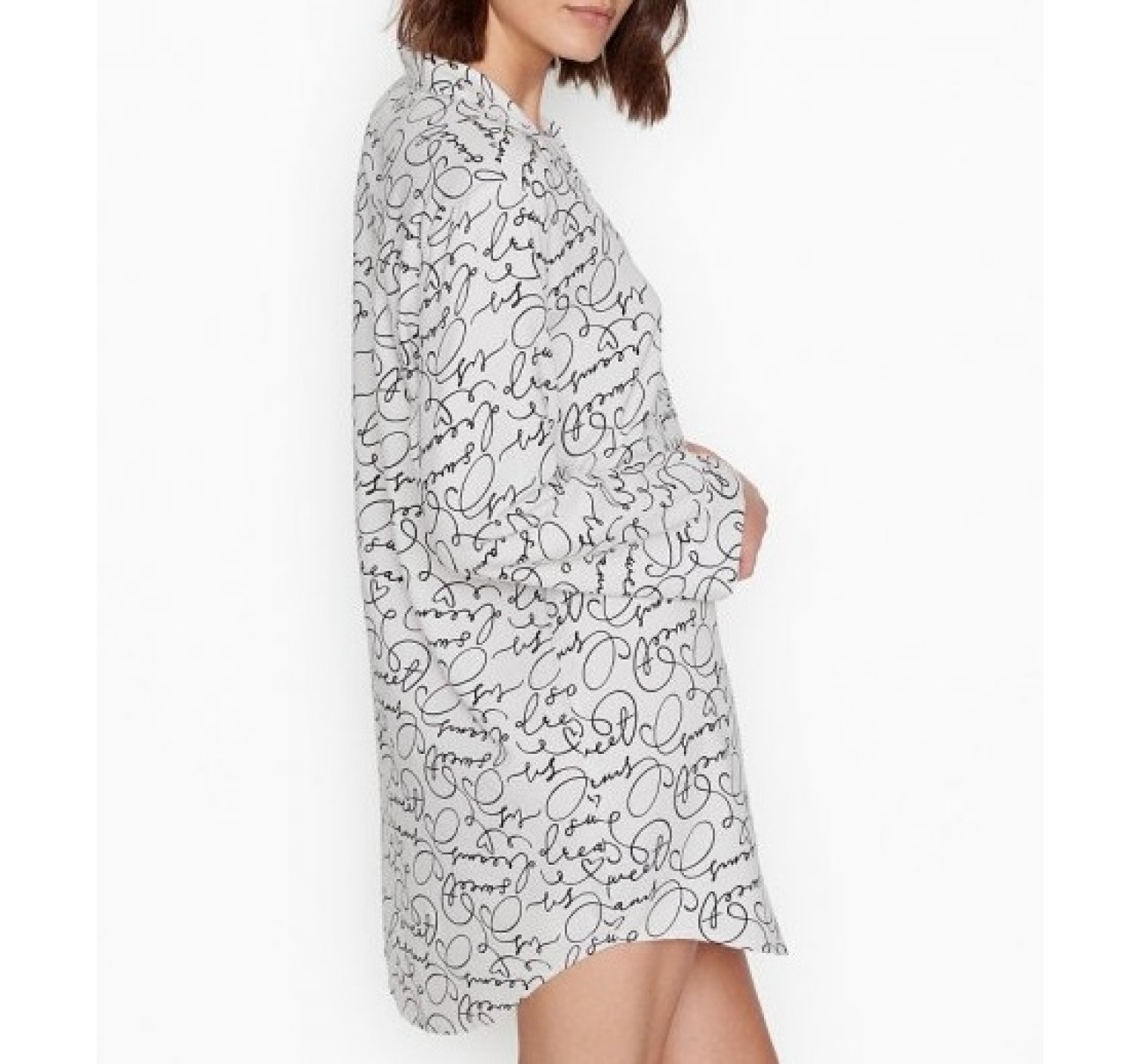 Нічна сорочка Victoria's Secret Cotton White Flannel Sleepshirt Logo