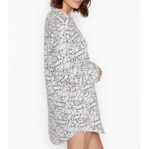 Нічна сорочка Victoria's Secret Cotton White Flannel Sleepshirt Logo