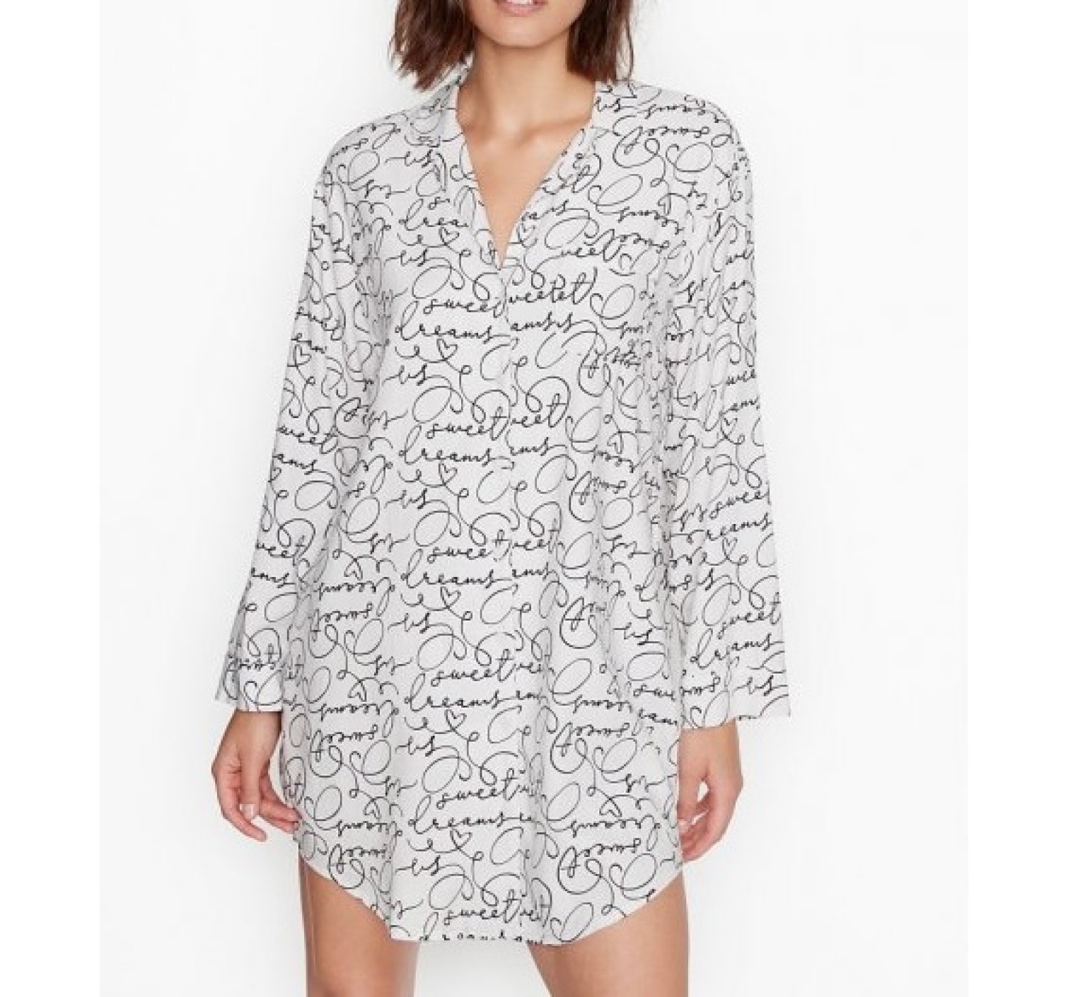 Нічна сорочка Victoria's Secret Cotton White Flannel Sleepshirt Logo