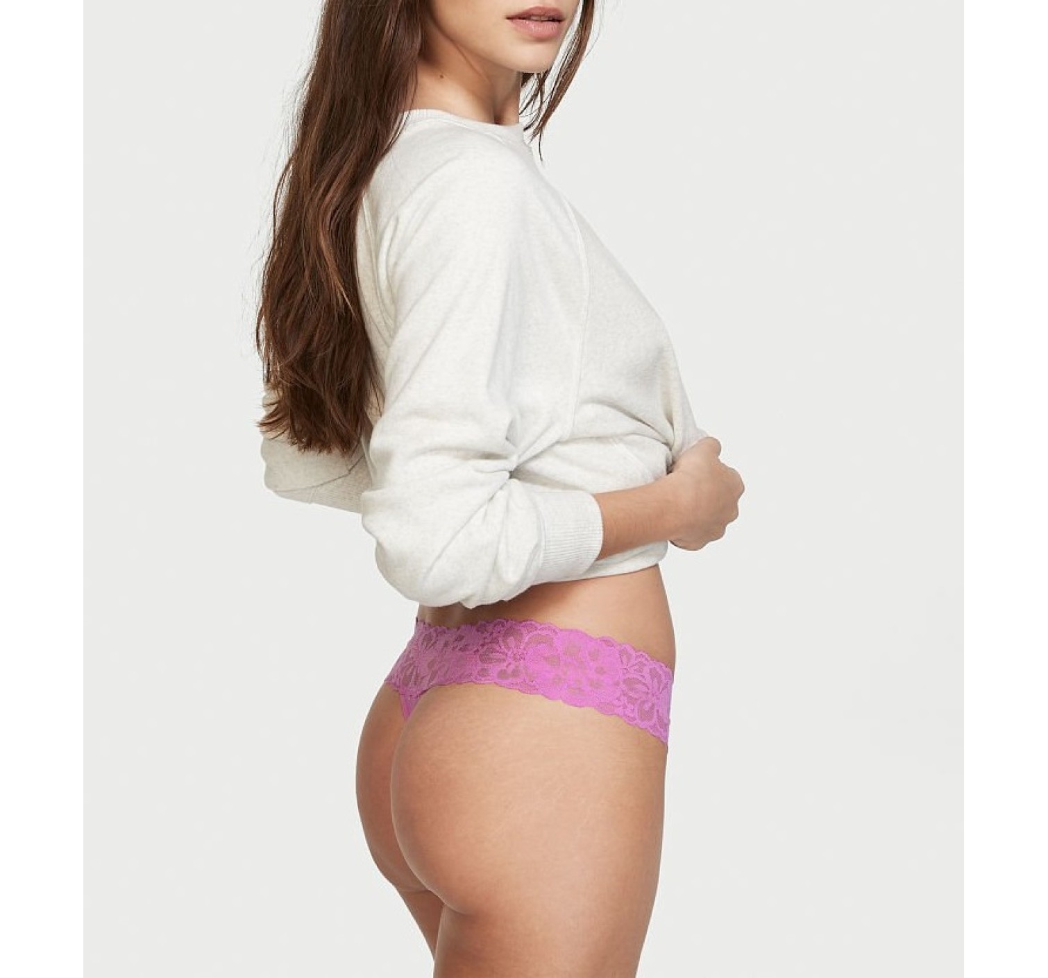 Трусики Lace Waist  Pinky Purple Tiny Dot Cotton Thong panty