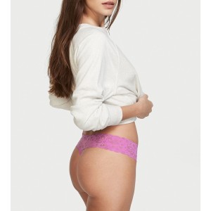 Трусики Lace Waist  Pinky Purple Tiny Dot Cotton Thong panty