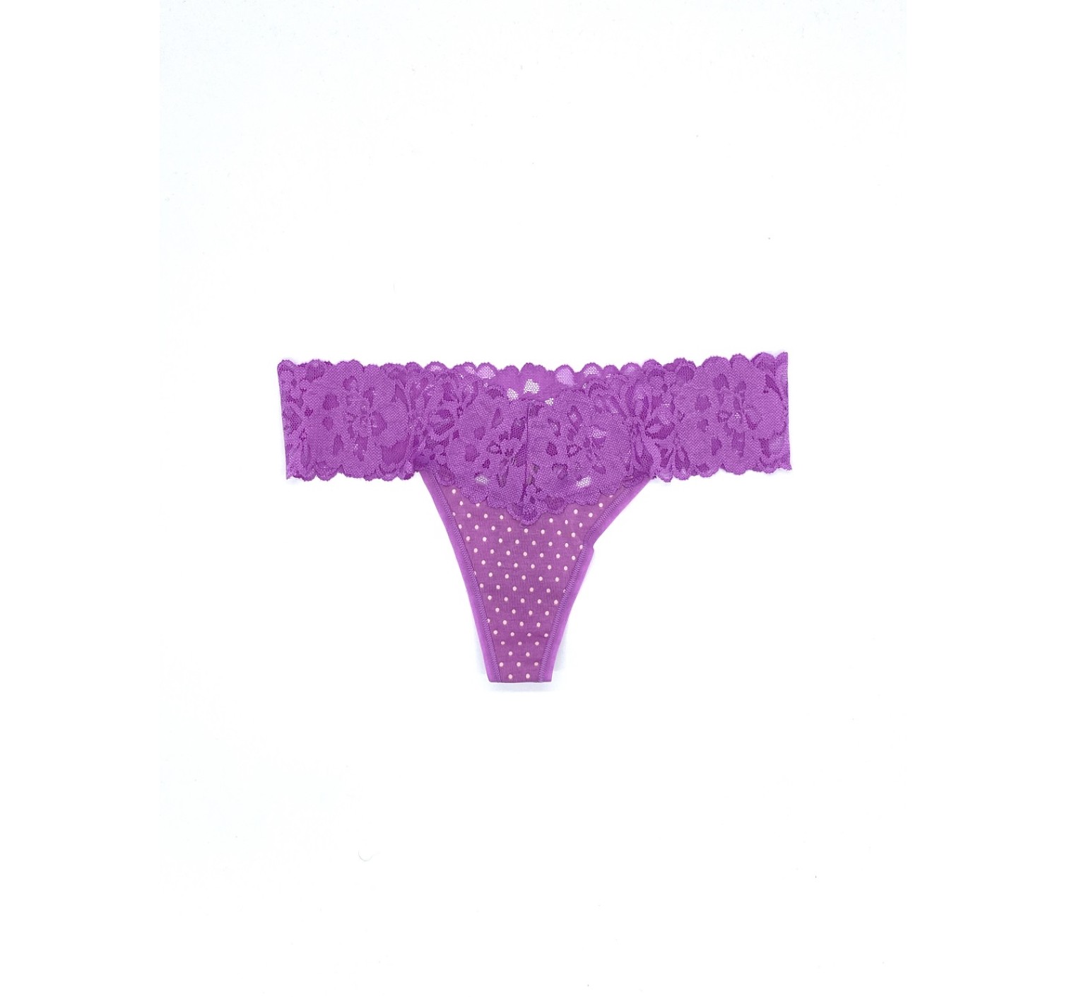 Трусики Lace Waist  Pinky Purple Tiny Dot Cotton Thong panty