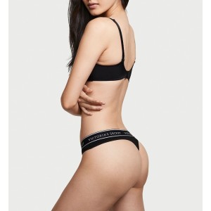 Трусики стринги Black logo Cotton Thong panty
