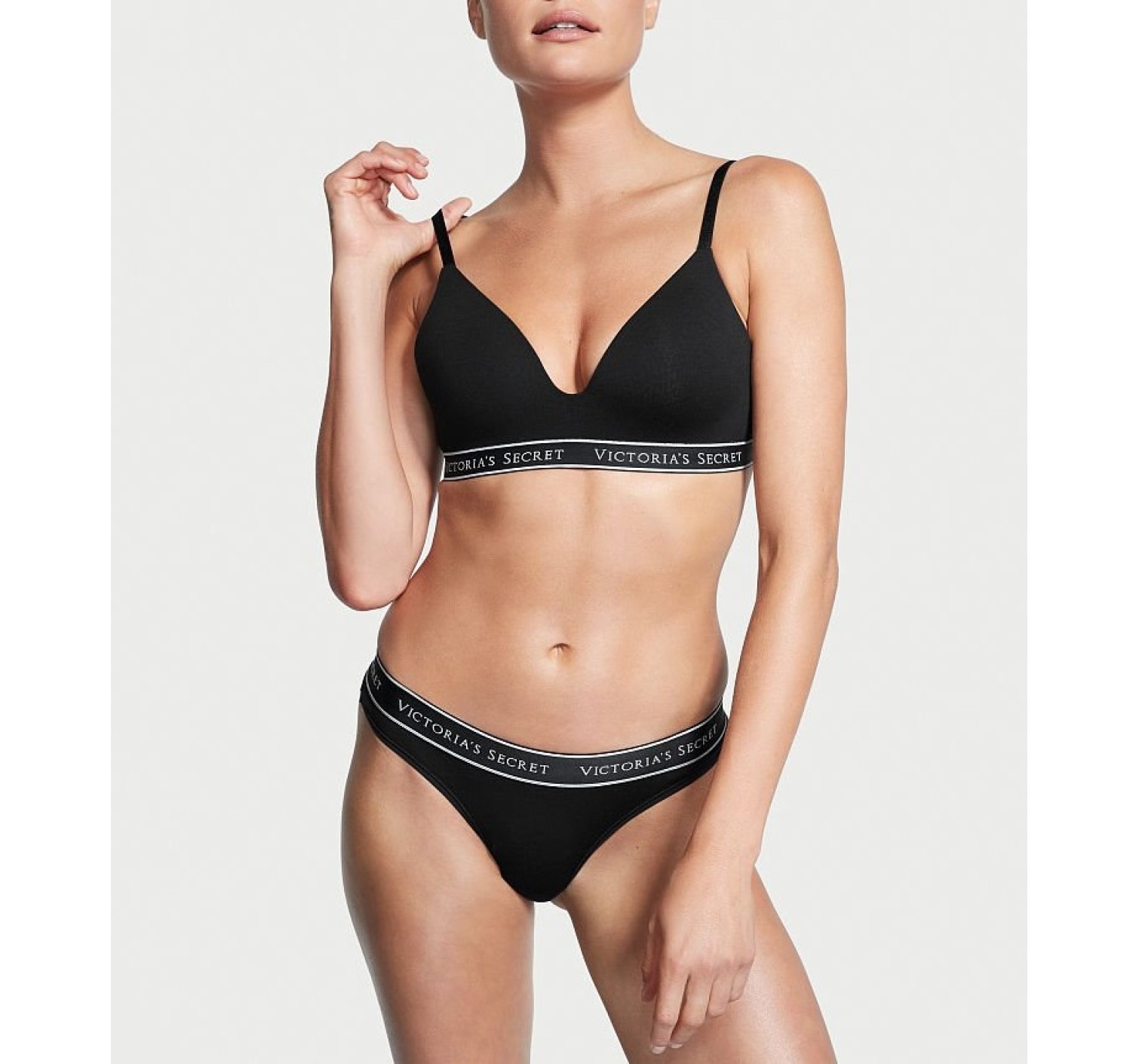 Трусики стринги Black logo Cotton Thong panty