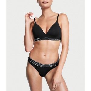 Трусики стринги Black logo Cotton Thong panty