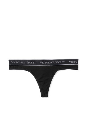 Трусики стринги Black logo Cotton Thong panty 