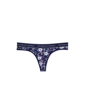 Трусики стринги Cotton Thong panty Navy Retro Floral