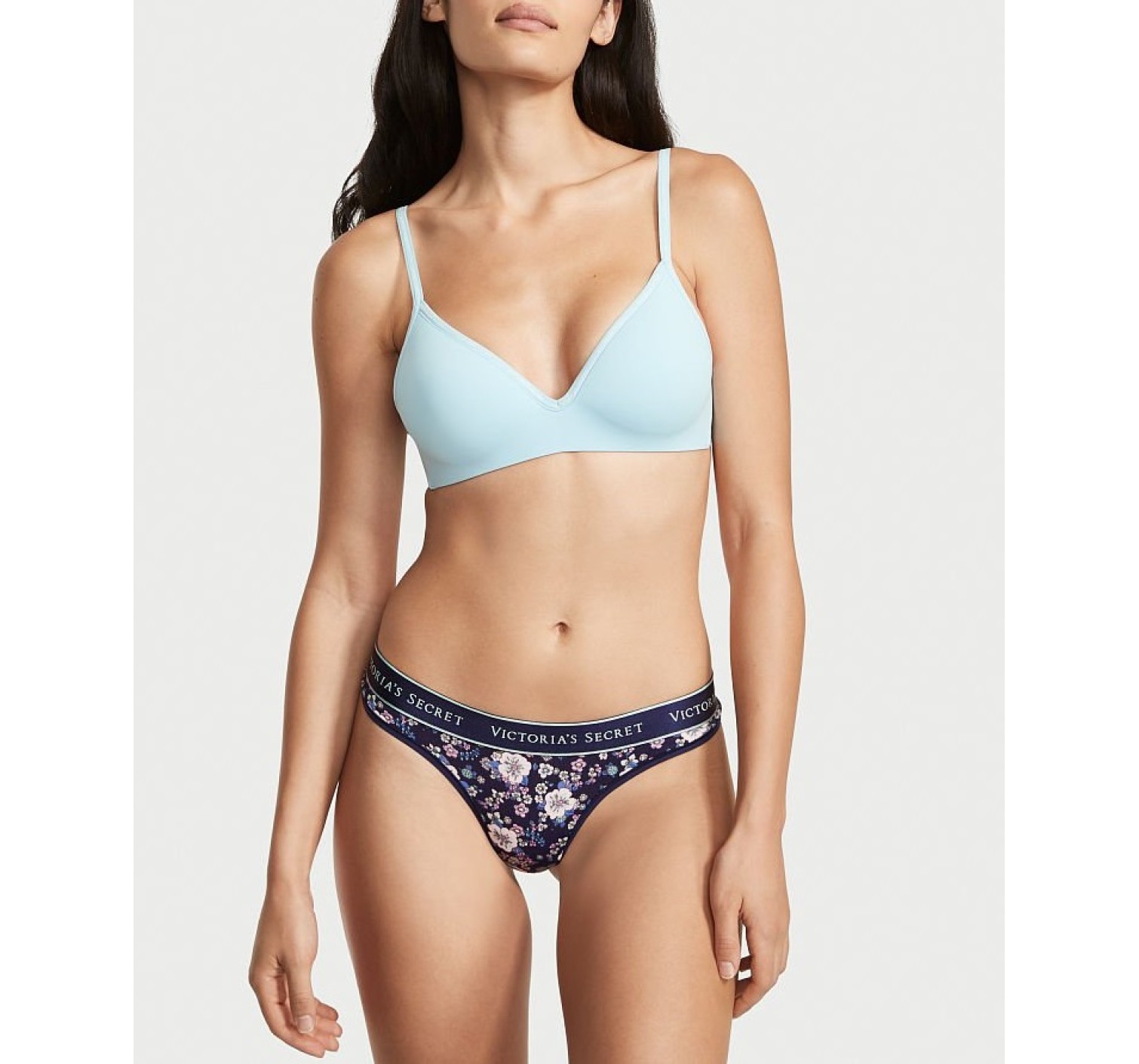 Трусики стринги Cotton Thong panty Navy Retro Floral