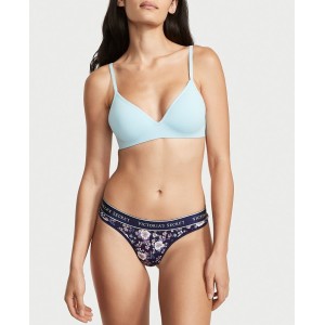Трусики стринги Cotton Thong panty Navy Retro Floral