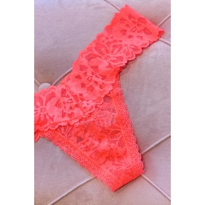 Трусики Lace Waist Thong panty Hot Coral
