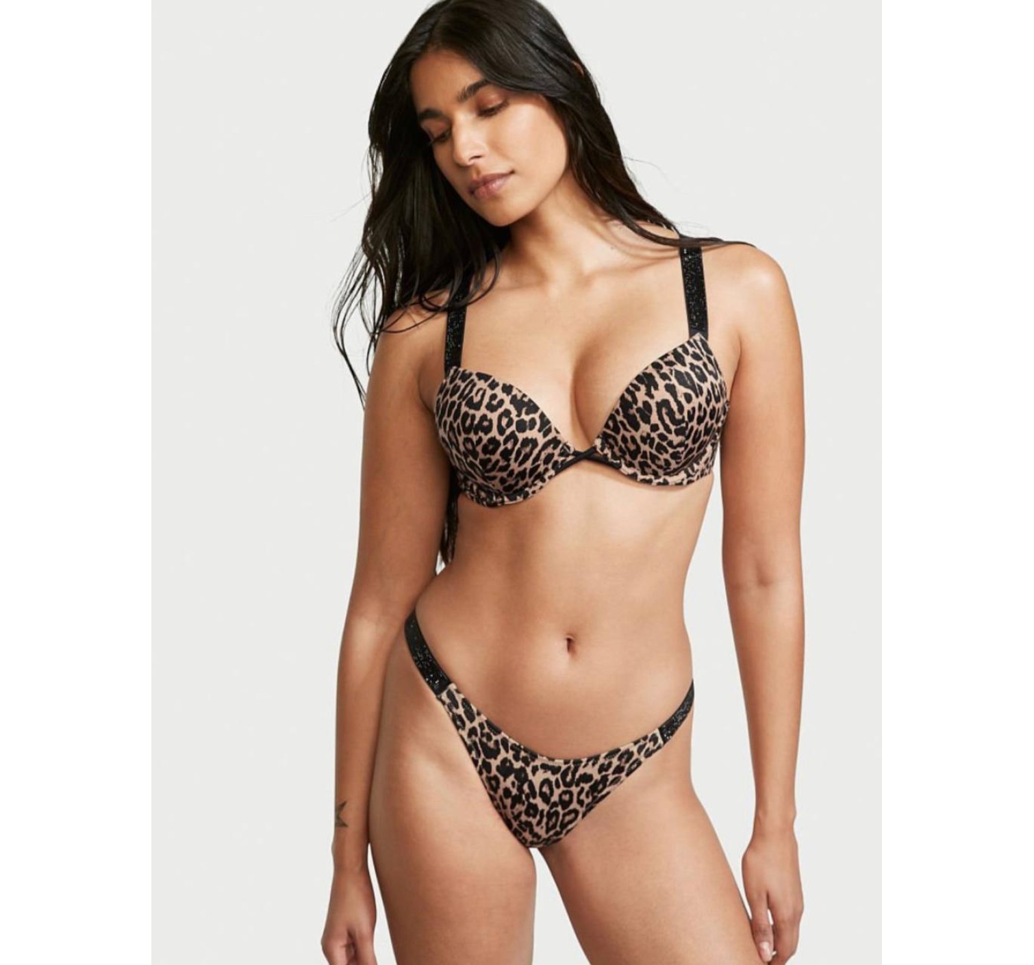 Купальник c двойным пушап Shine Strap Leopard SWIM Виктория Сикрет