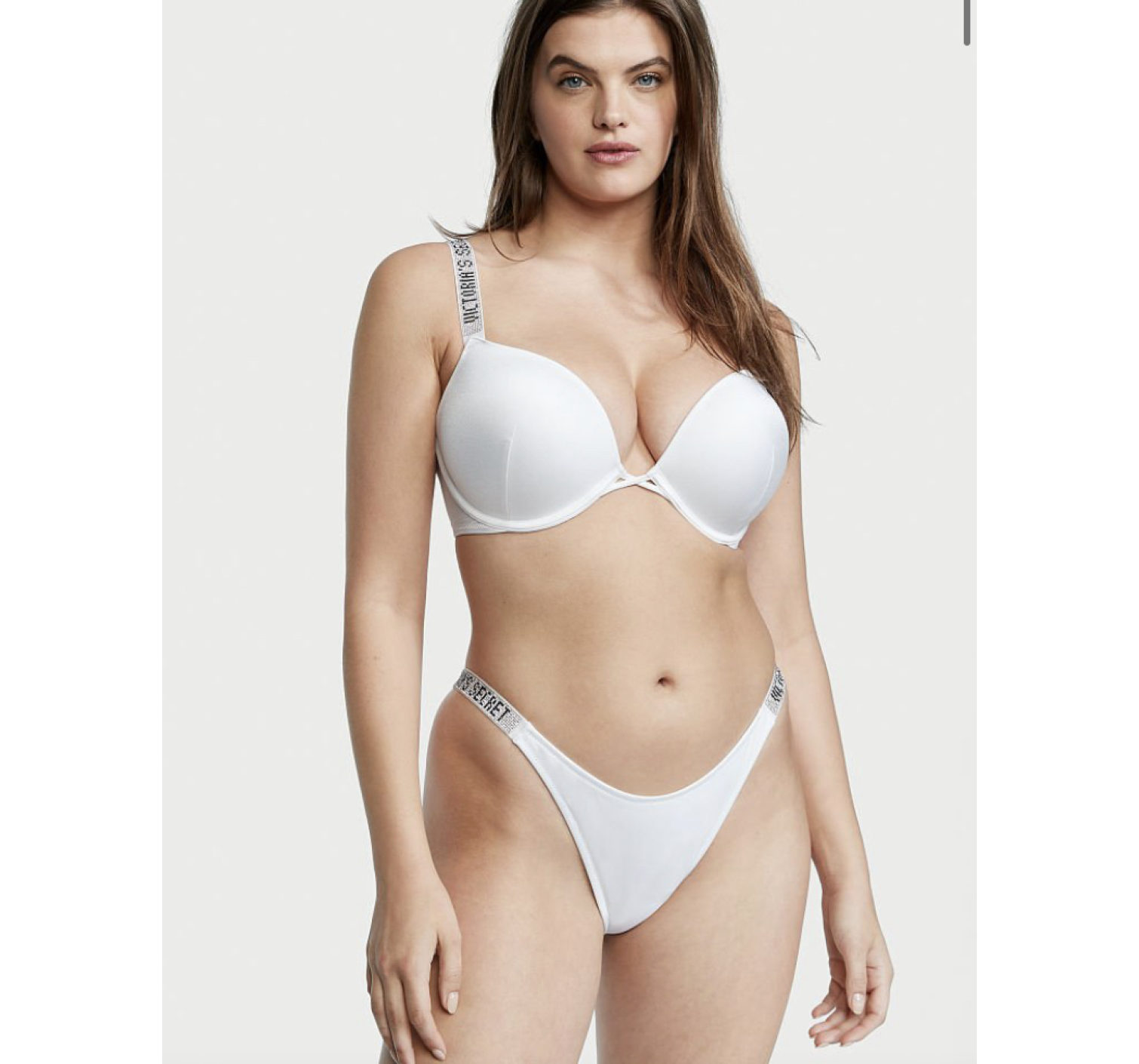 Білий купальник з подвійним пушапом Shine Strap SWIM Вікторія Сікрет