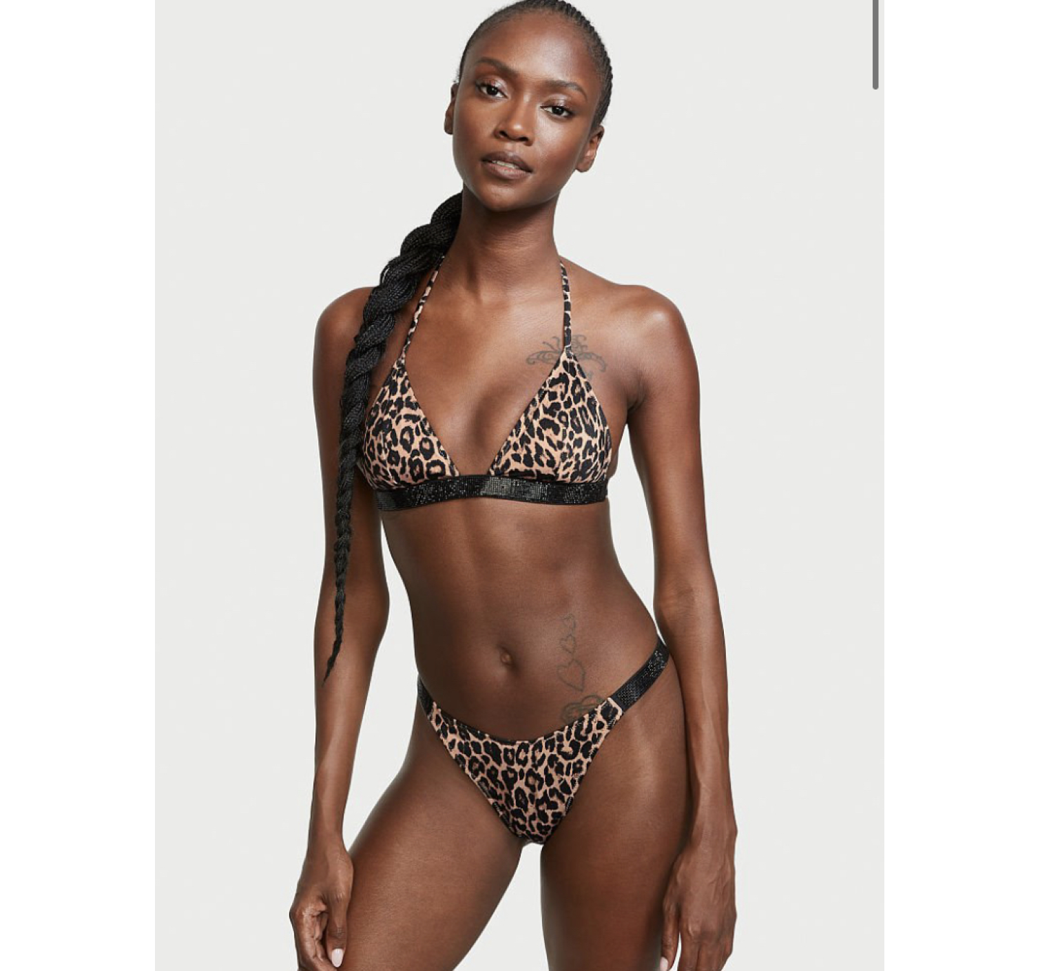 Купальник Leopard Triangle Shine Strap Swim Top &  Thong bottom