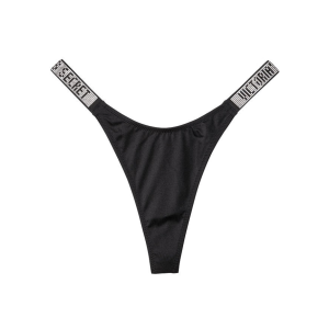 Купальник черный Triangle Shine Strap Swim Top & Thong bottom