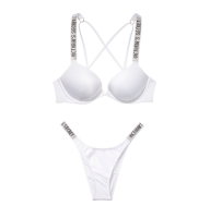 Белый купальник c двойным пушап Shine Strap SWIM Виктория Сикрет