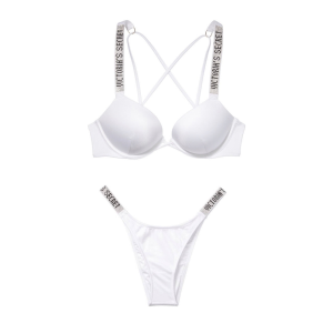 Білий купальник з подвійним пушапом Shine Strap SWIM Вікторія Сікрет