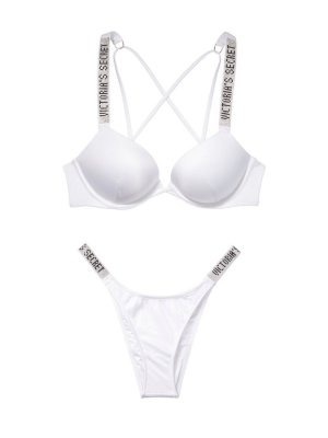 Белый купальник c двойным пушап Shine Strap SWIM Виктория Сикрет