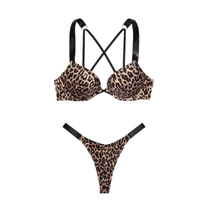 Купальник c двойным пушап Shine Strap Leopard SWIM Виктория Сикрет