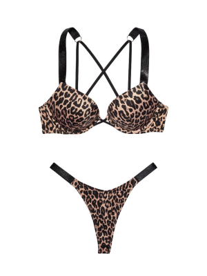 Купальник з подвійним пушапом Shine Strap Leopard SWIM Вікторія Сікрет