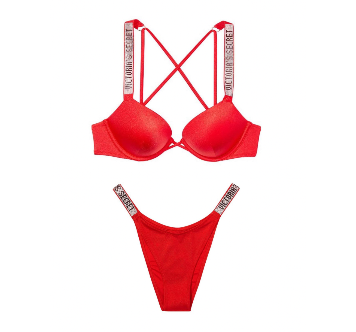 Червоний купальник з подвійним пушапом Shine Strap SWIM Вікторія Сікрет