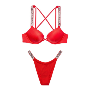 Червоний купальник з подвійним пушапом Shine Strap SWIM Вікторія Сікрет