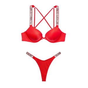 Червоний купальник з подвійним пушапом Shine Strap SWIM Вікторія Сікрет