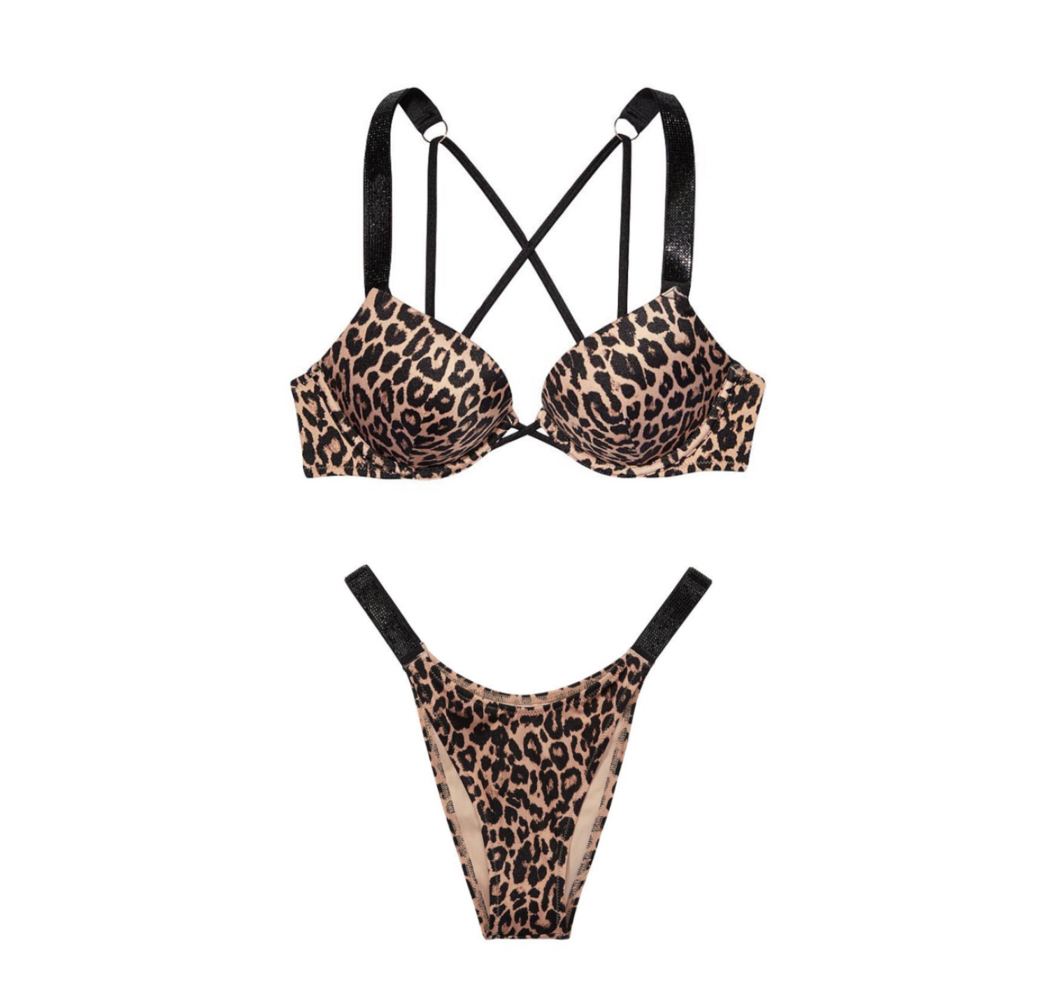 Купальник c двойным пушап Shine Strap Leopard SWIM Виктория Сикрет