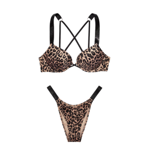 Купальник c двойным пушап Shine Strap Leopard SWIM Виктория Сикрет