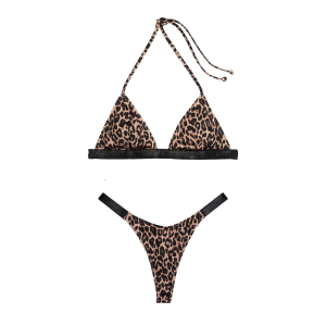Купальник Leopard Triangle Shine Strap Swim Top &  Thong bottom