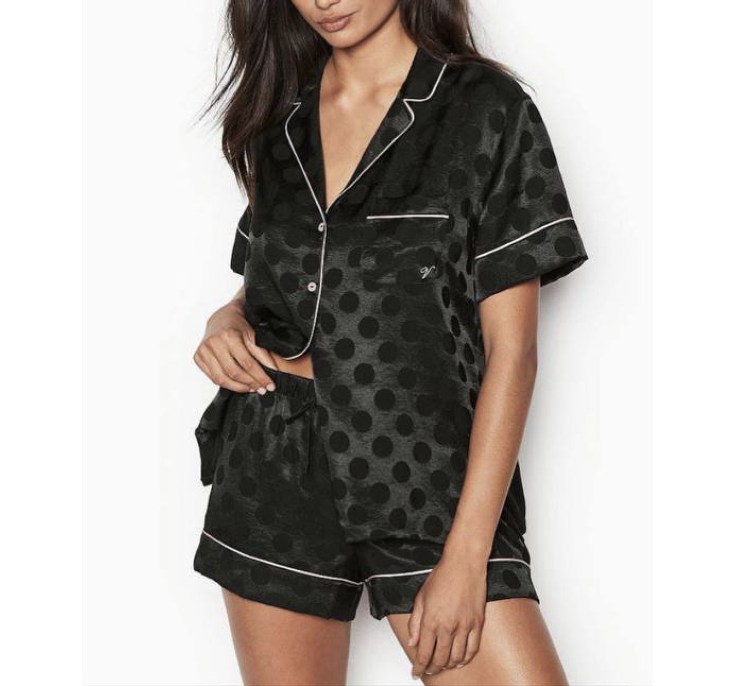 Піжама Black Dot Satin Short PJ Set Victoria's Secret