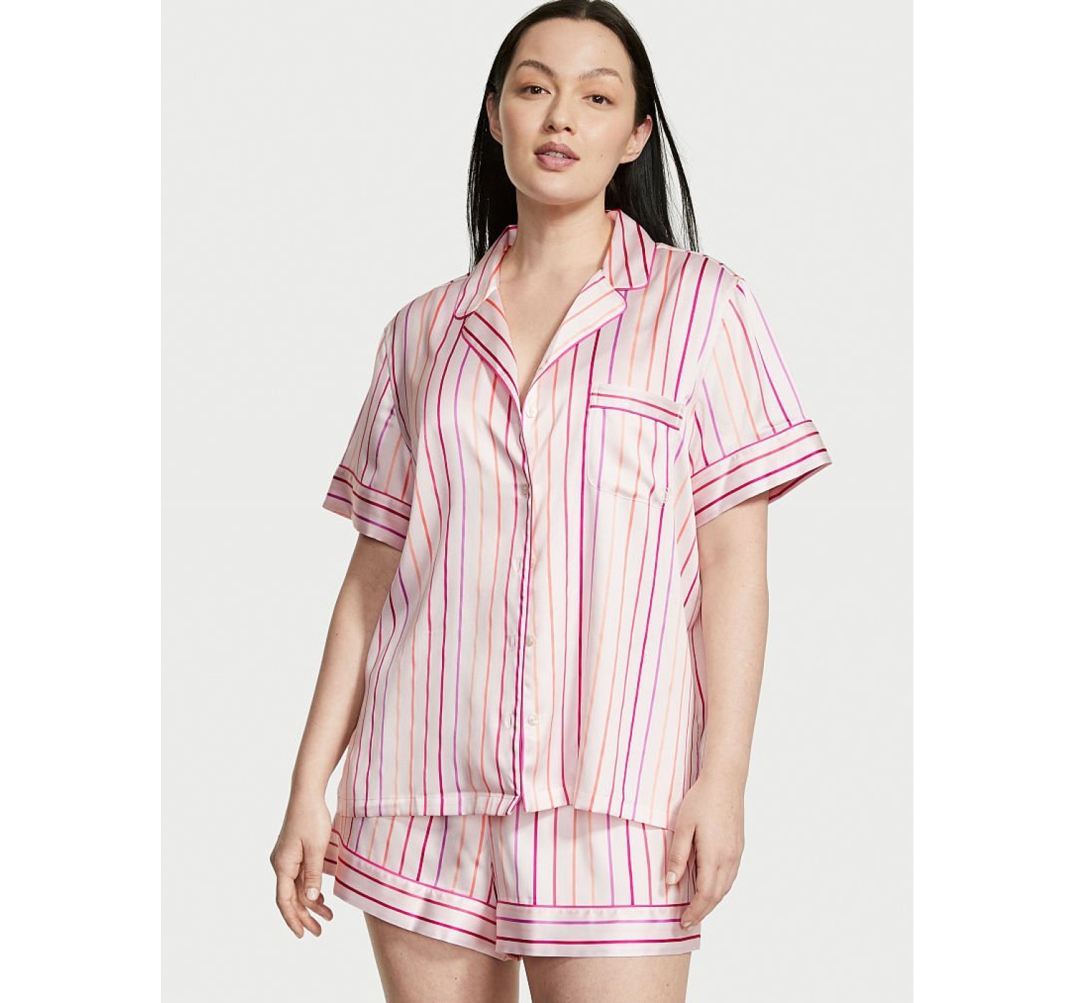 Сатиновая пижама Satin Short Pj set Pink stripes