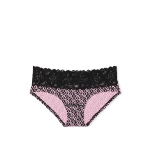 Трусики Hiphugger Cotton Lace Waist Black Logo Lockup