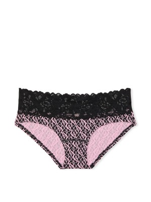 Трусики Hiphugger Cotton Lace Waist Black Logo Lockup