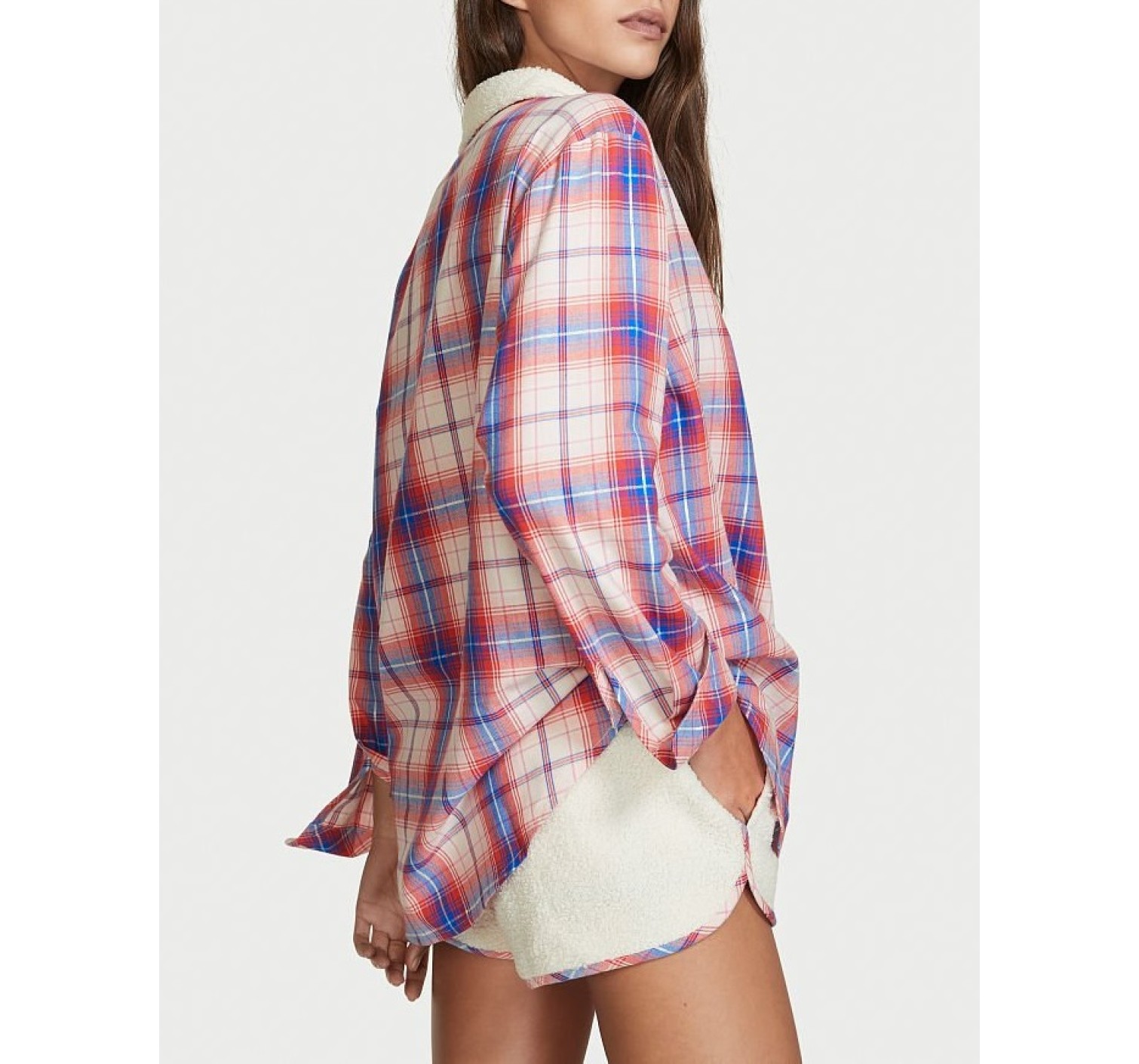 Піжама Plush Fleece Long-Sleeve Flannel PJ Set Pink Plaid