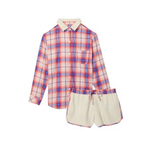 Піжама Plush Fleece Long-Sleeve Flannel PJ Set Pink Plaid