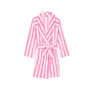 Плюшевый Халат Victoria's Secret Short Cozy Robe Pink Stripes