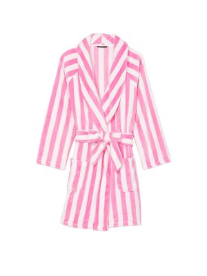 Плюшевый Халат Victoria's Secret Short Cozy Robe Pink Stripes