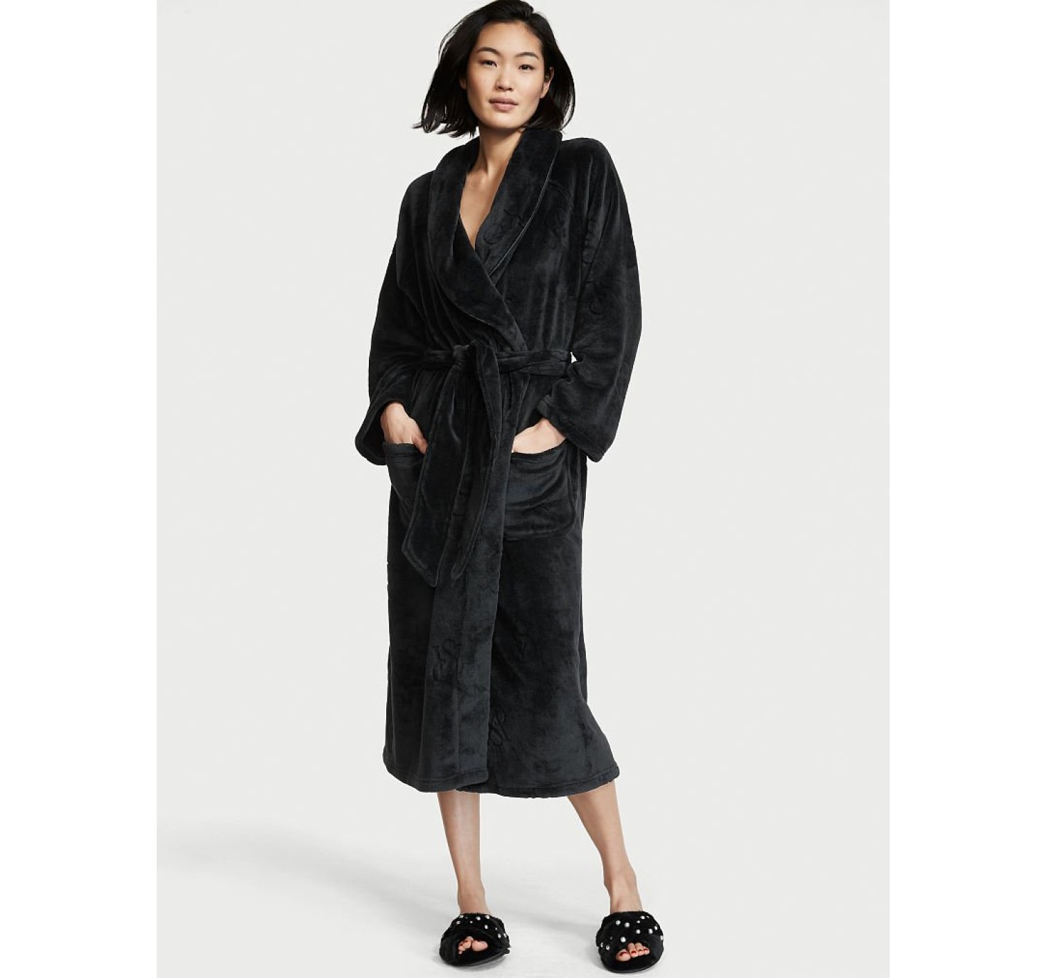 Халат Long Cozy Robe Black Logo Victoria’s Secret 