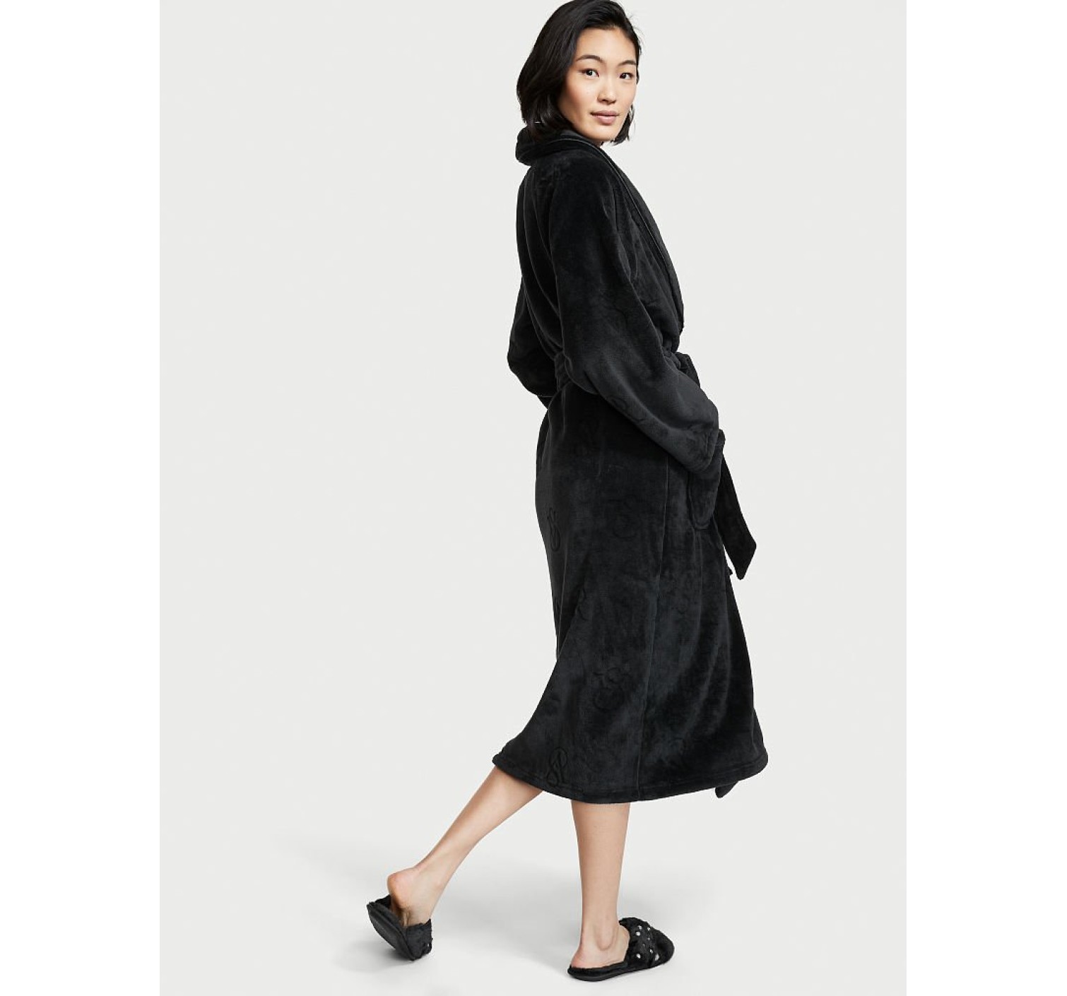 Халат Long Cozy Robe Black Logo Victoria’s Secret 