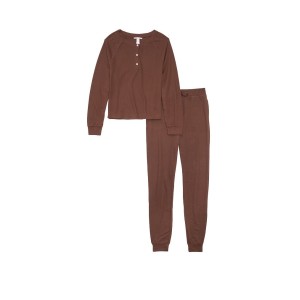 Піжама Glow Waffle Henley and Jogger Set Milk Chocolate
