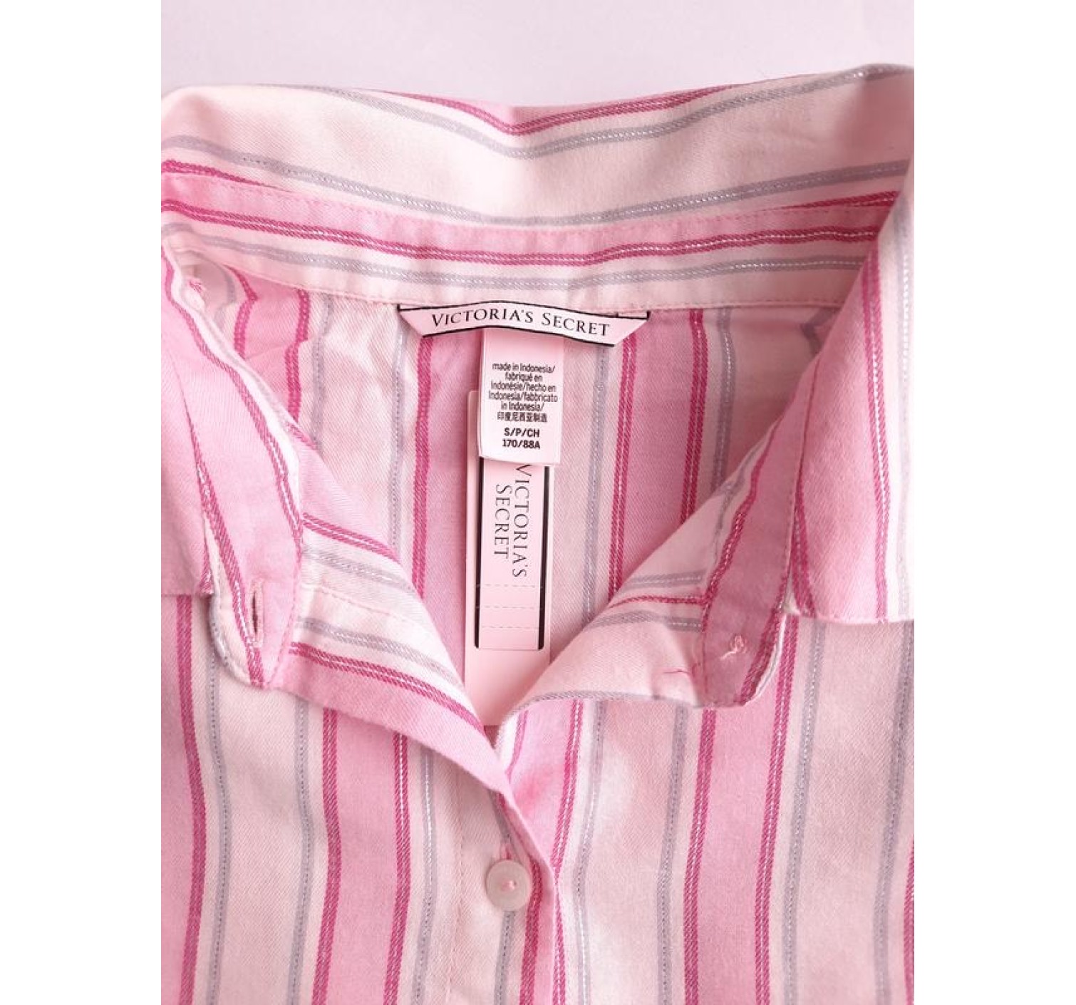 Пижама Victoria’s Secret Flannel long-sleeve Short PJ Set Pink Stripes