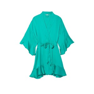 Сатиновый халат Виктория Сикрет Flounce Satin Robe Tiffany blue