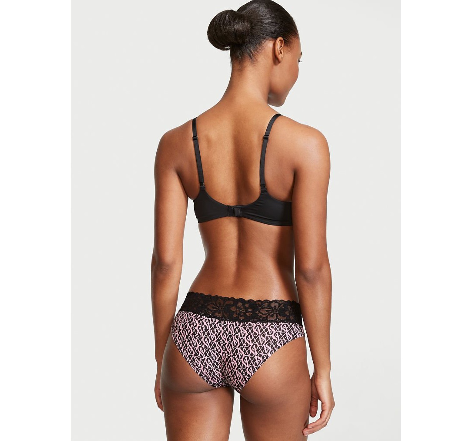 Трусики Hiphugger Cotton Lace Waist Black Logo Lockup