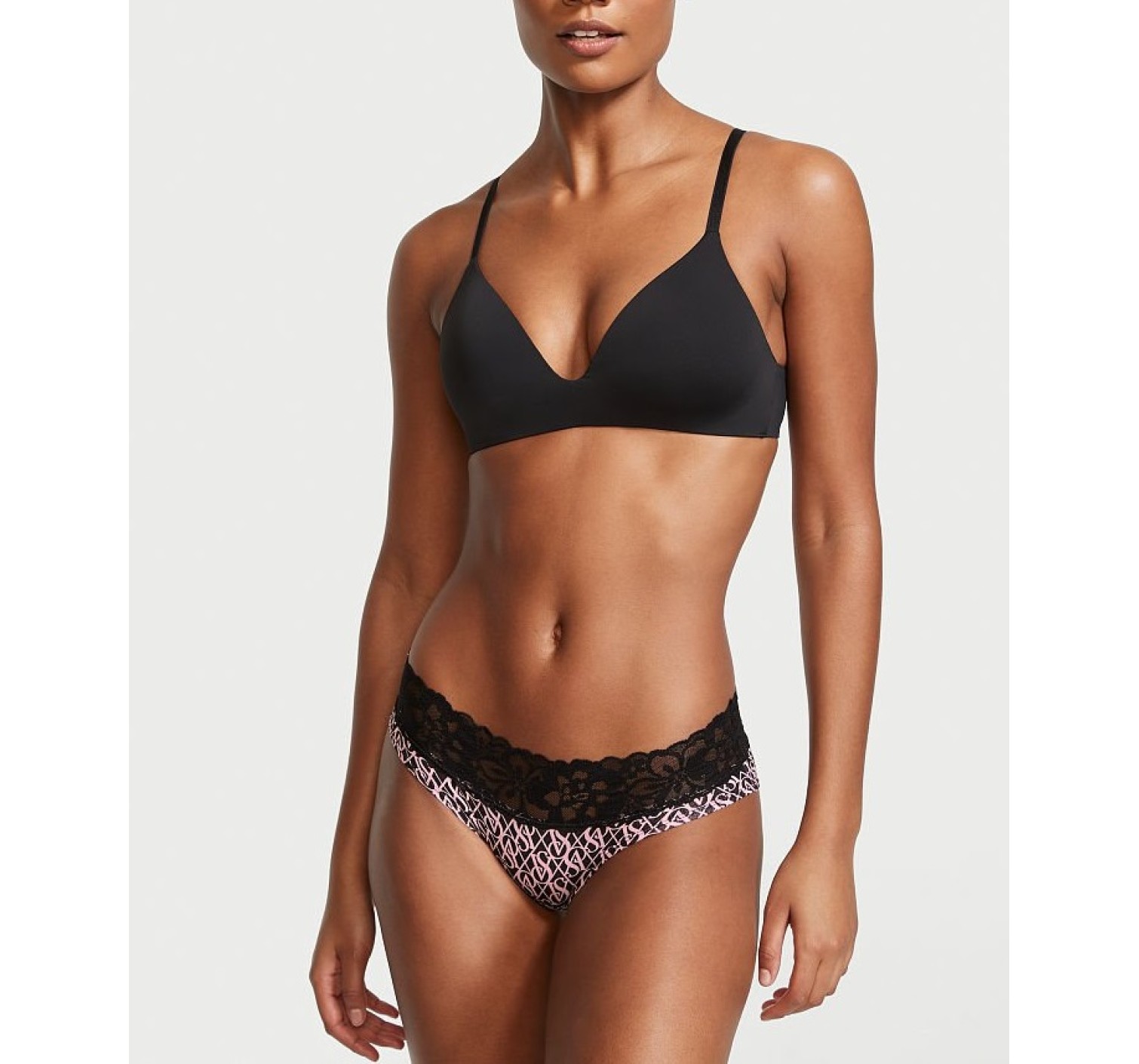 Трусики Hiphugger Cotton Lace Waist Black Logo Lockup