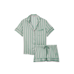 Пижама Satin Short PJ Set Dusty Sage Stripe Victoria’s Secret 
