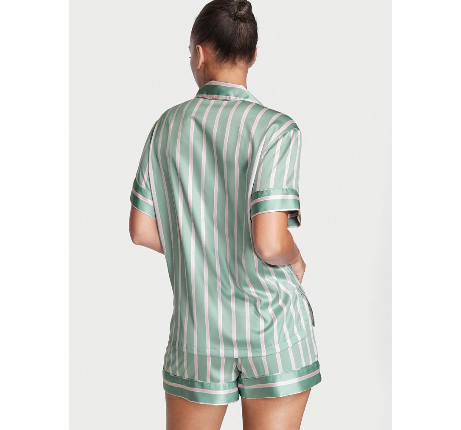 Пижама Satin Short PJ Set Dusty Sage Stripe Victoria’s Secret 