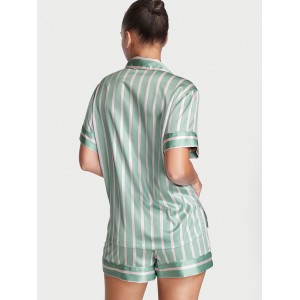 Пижама Satin Short PJ Set Dusty Sage Stripe Victoria’s Secret 