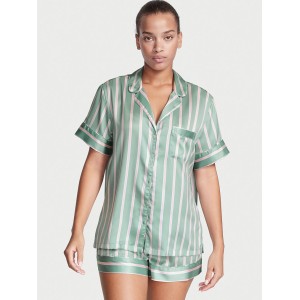 Пижама Satin Short PJ Set Dusty Sage Stripe Victoria’s Secret 